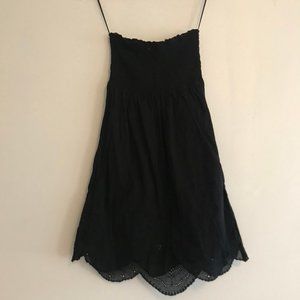 American Eagle black strapless shirred dress